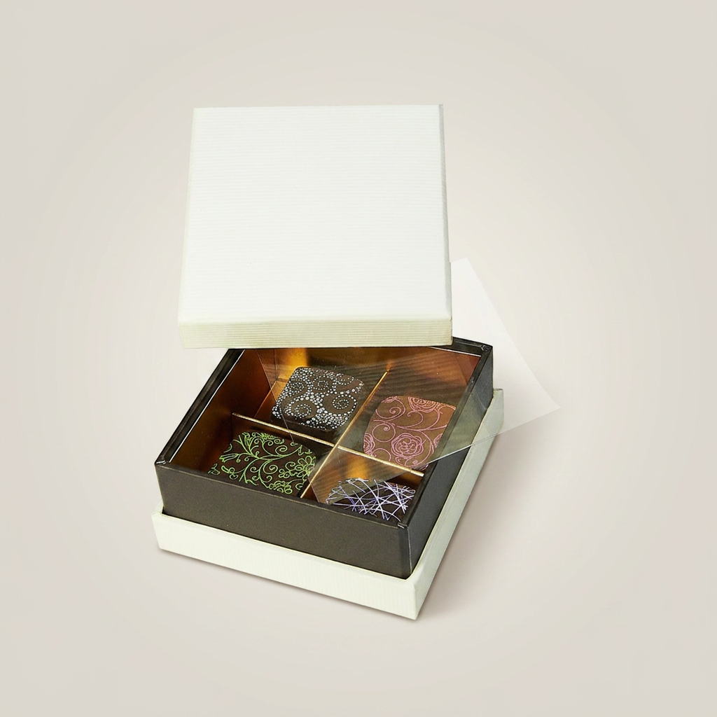 Ivory coffret à gorge carré 4 chocolats