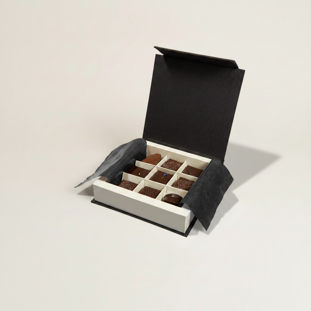Prestige chiusura magnetica scatola quadrata 9 cioccolato
