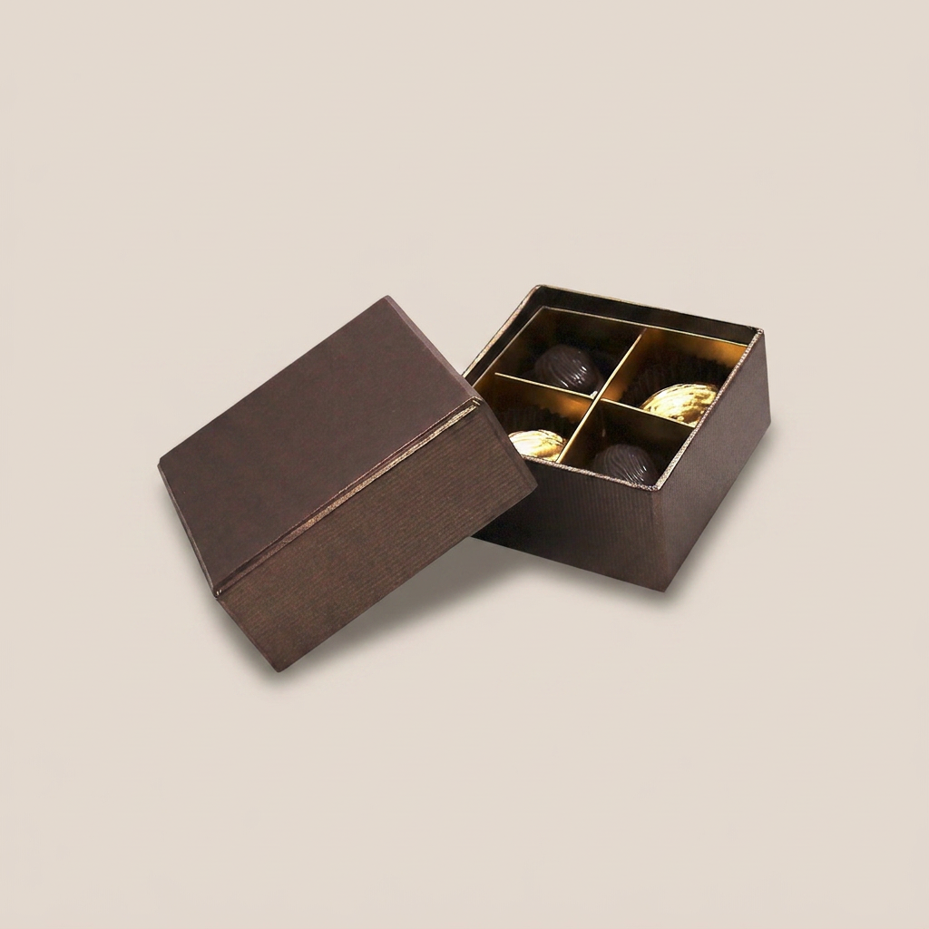 Terra coffret couvercle & base carré 4 chocolats