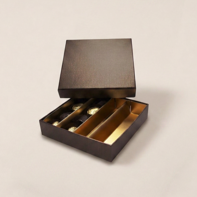 Terra coperchio & base scatola quadrata 16 cioccolato