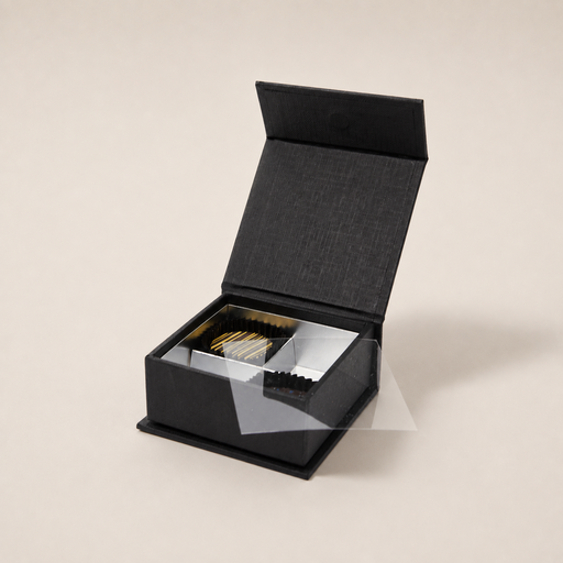 [BXR150490] Black is black coffret à fermeture aimantée carré 4 chocolats