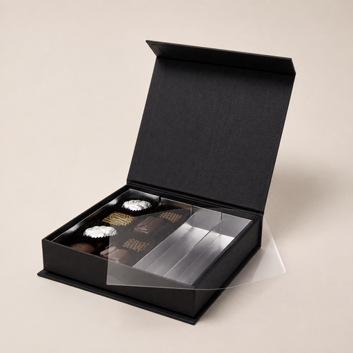 [BXR151690] Black is black Magnetverschluss quadratische Box 16 Schokolade